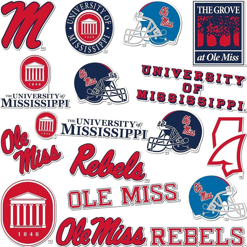 Mississippi University NCAA Vinyl Decals Pack Car, Laptop, Coolers NEW